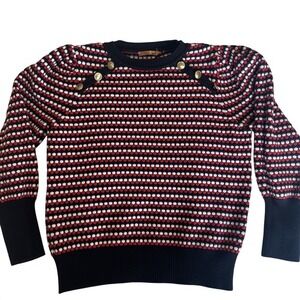 Vtg Belldini Women Knit Sweater XL Retro 80s/90s Style Gold Button Shoulder